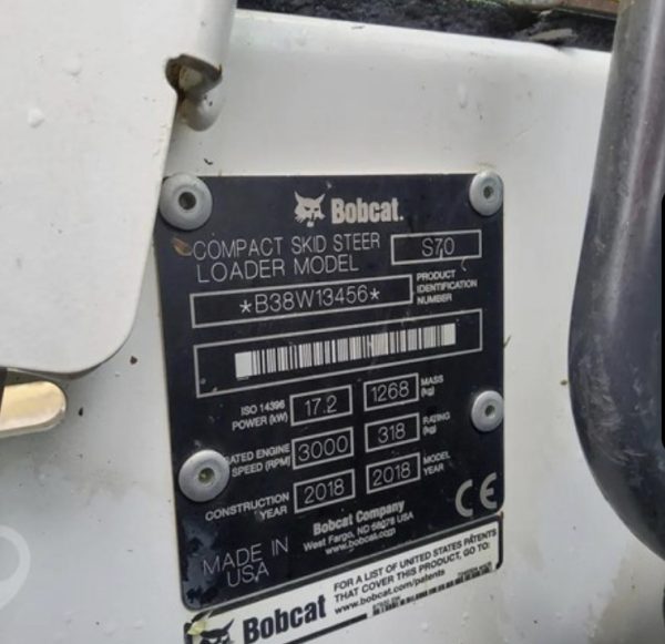 Bobcat S70 Wheel Skid Steer Loader, 2018 - £10,500 - Image 3